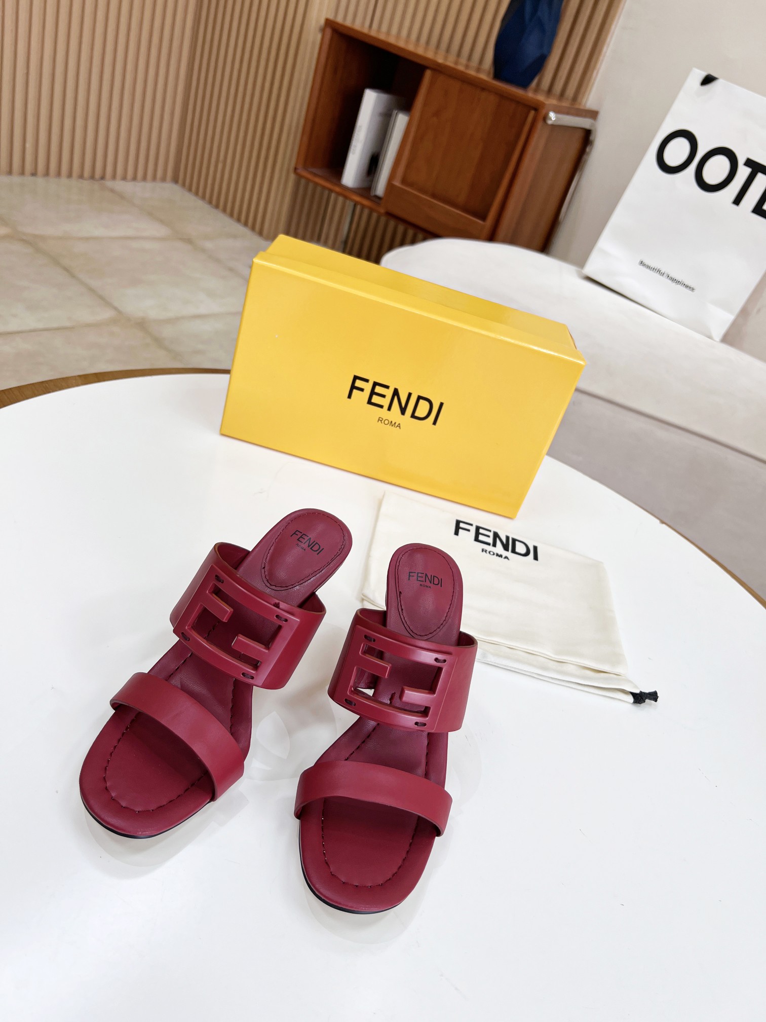 Fendi Baguette Dark Pink Heels For Women  - Soul Replicas
