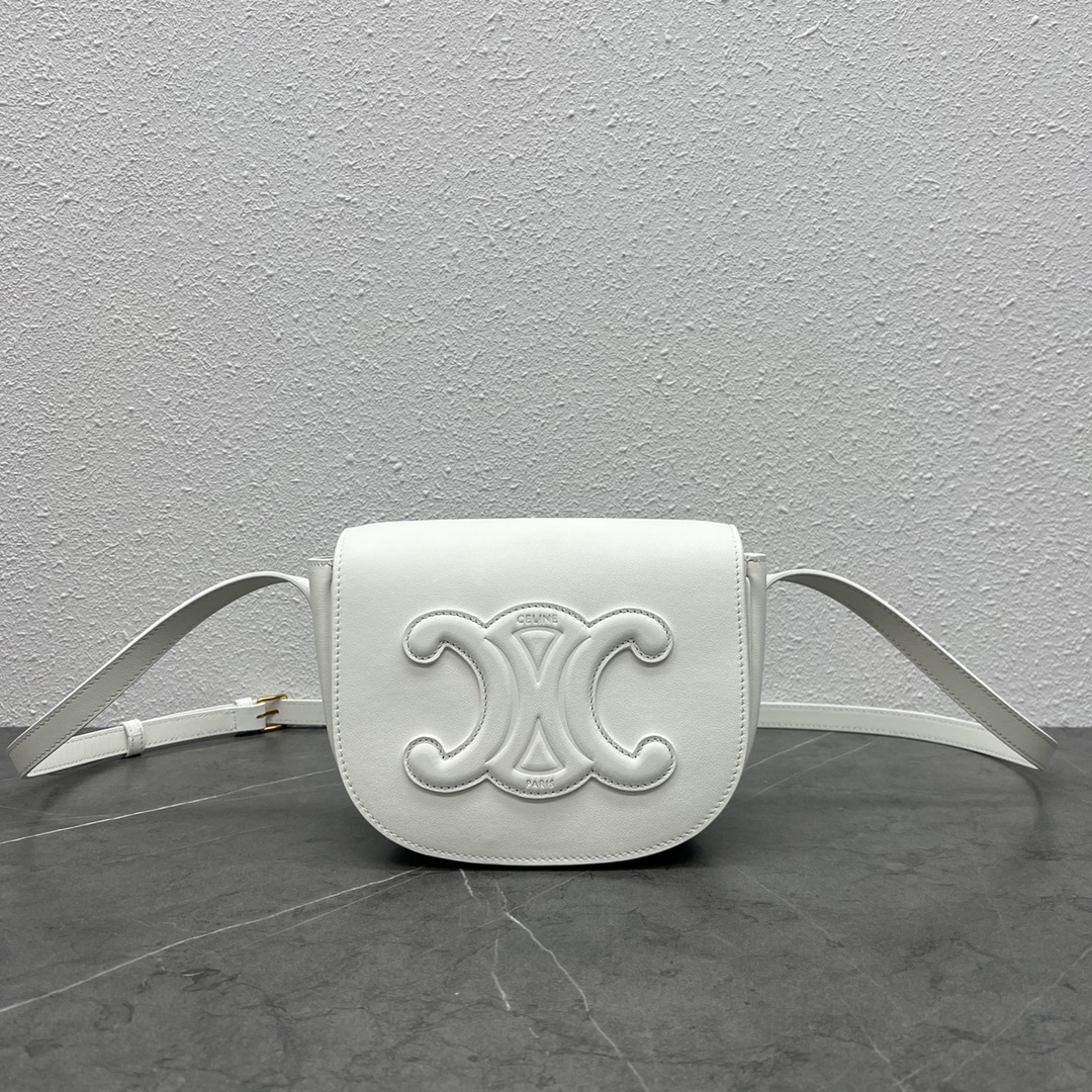 Celine Folco Cuir Triomphe White For Women 7in/19cm 198263DU3.01BC - Soul Replicas