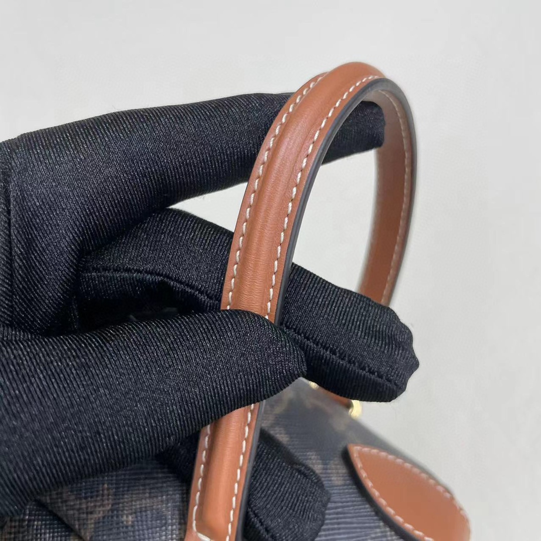 Celine Small Round Box Triomphe In Triomphe Canvas Tan For Women 4.5in/11.5cm - Soul Replicas