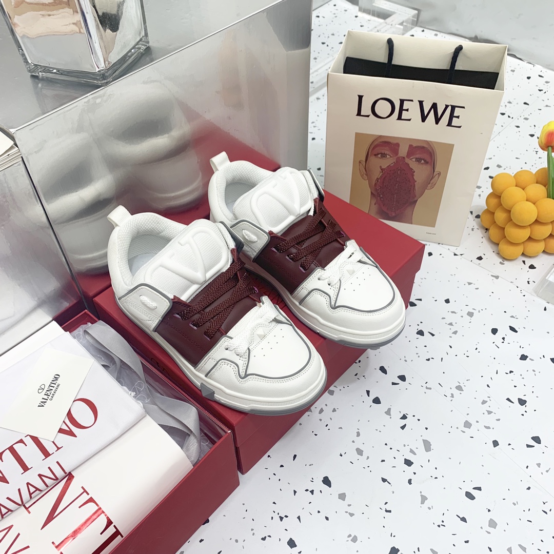 Valentino Garavani Open Skate Sneakers With Patent Band Brown For Women WS0FB1DXI - Soul Replicas