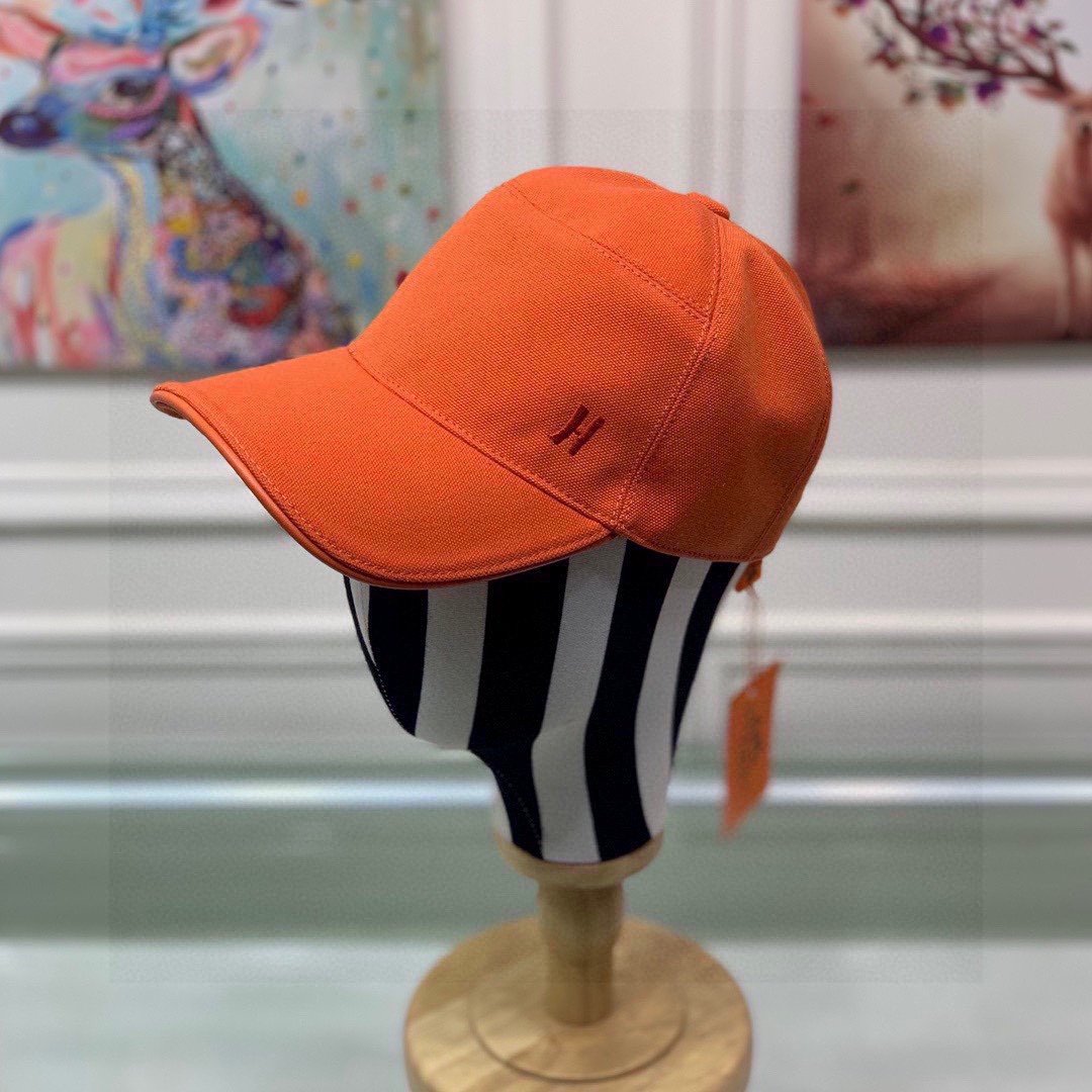 Hermes Davis H Primavera Cap Orange Hermes Cap - Soul Replicas
