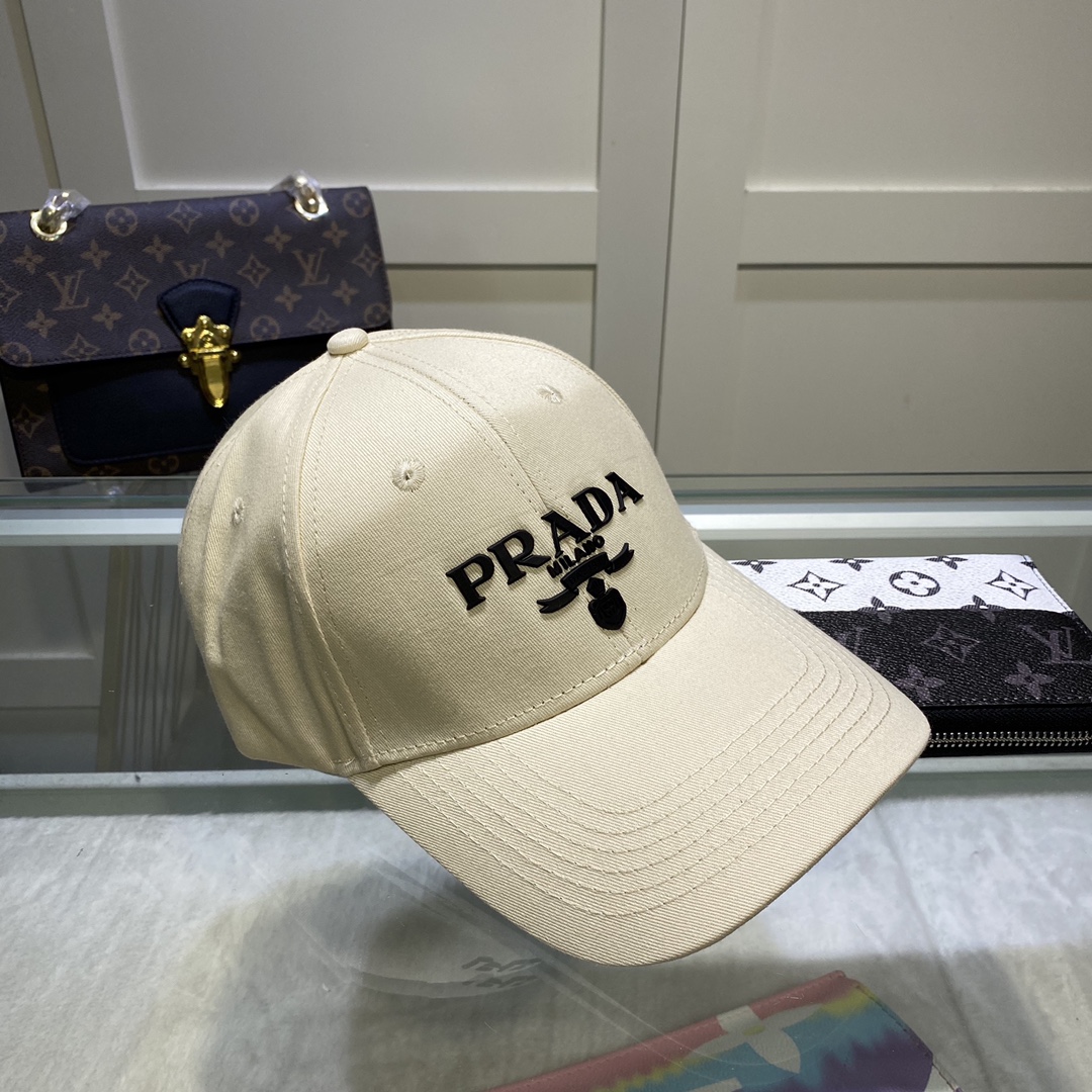 Prada Drill Baseball Cap Beige Prada Cap - Soul Replicas