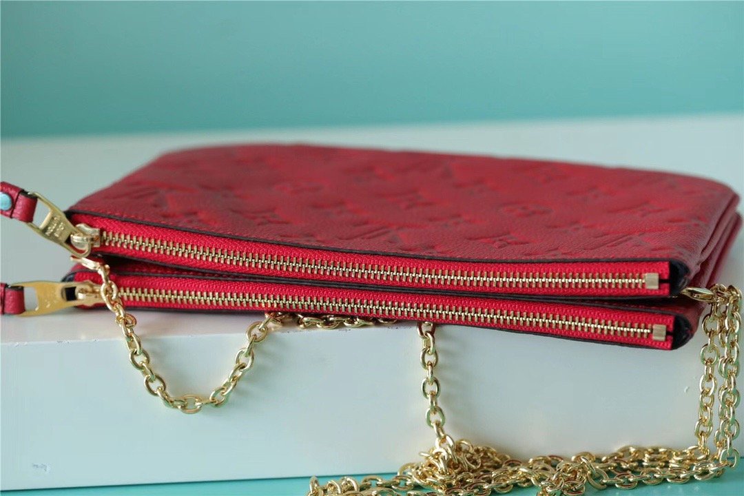 Louis Vuitton Double Zip Pochette Monogram Empreinte Red For Women. Women-s Handbags. Shoulder and Crossbody Bags 7.9in/20cm LV - Soul Replicas