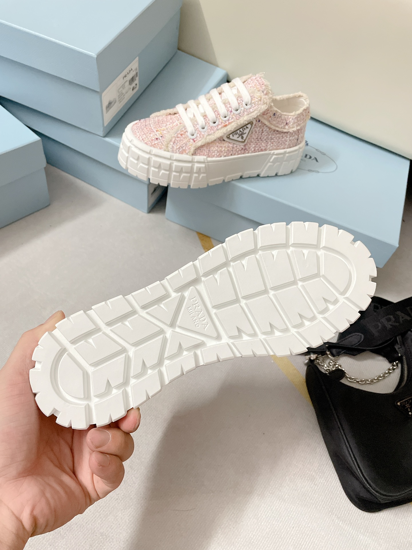 Prada Double Wheel Gabardine Sneakers Pink For Women 2in/50mm Prada - Soul Replicas