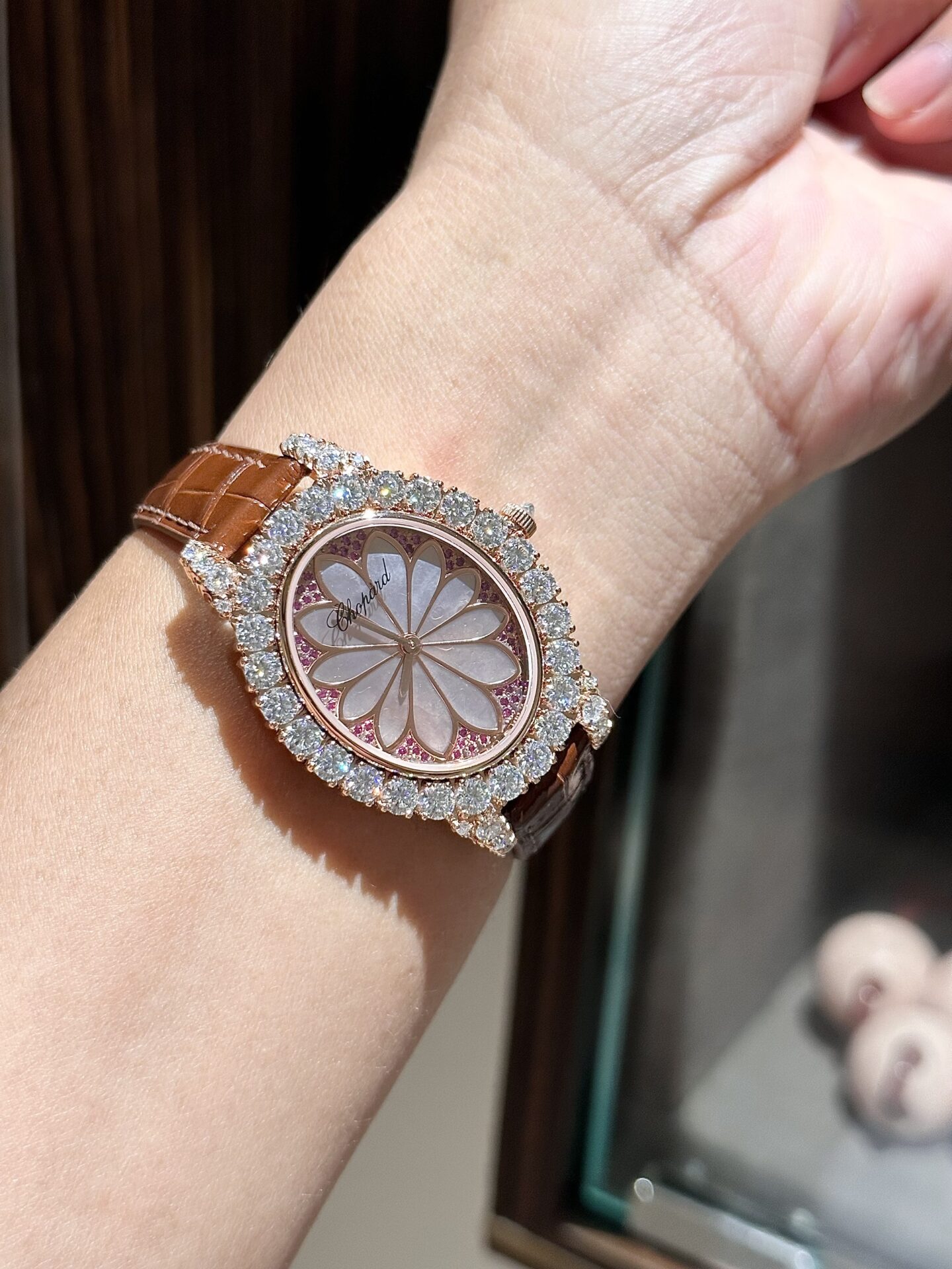 Chopard Rose Gold Wrapped Replica Watch With Moissanite Diamonds 34mm - Soul Replicas