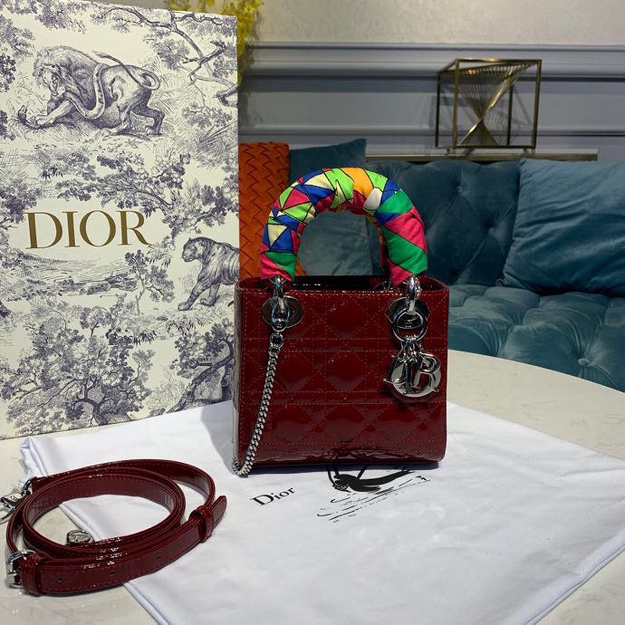 Christian Dior Mini Lady Dior Bag with Chain Silver Hardware Spring/Summer Collection. Burgundy. For Women Women's Handbags. 18cm CD M0505OCAL - Soul Replicas