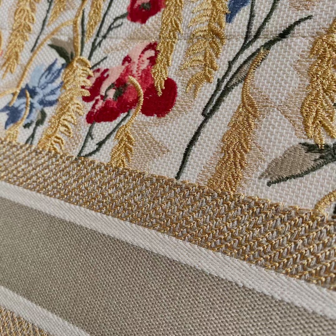 Christian Dior Medium Dior Book Tote Multicolor in Hibiscus Metallic Thread Embroidery Bag For Women 14in/36cm CD - Soul Replicas