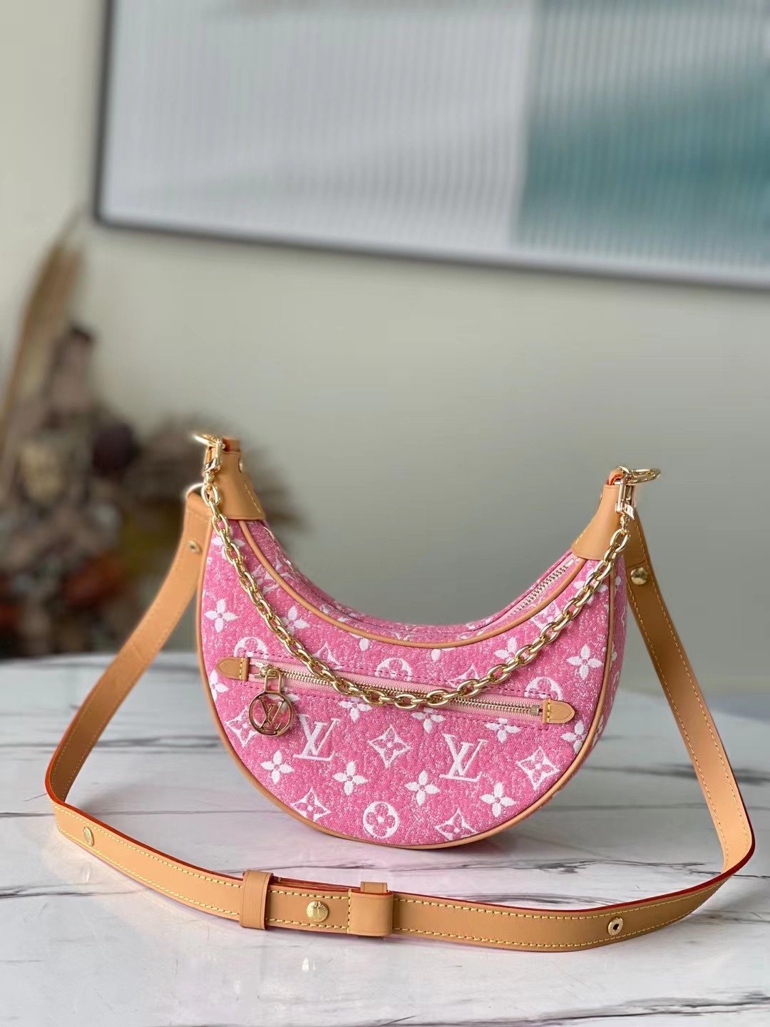 Louis Vuitton Loop Since 1854 Jacquard Pink By Nicolas Ghesquière For Cruise Show. Women-s Handbags 9.1in/23cm LV M81166 - Soul Replicas