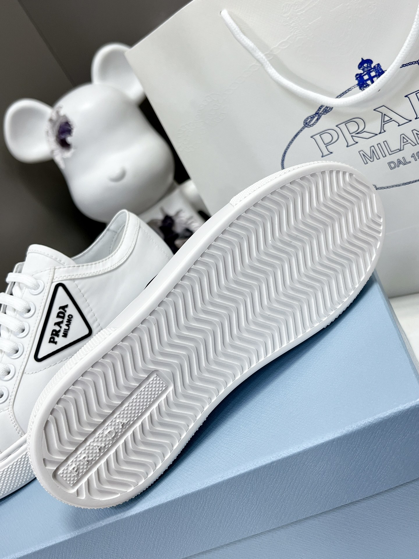 Prada Macro Re-Nylon And Brushed Sneakers White For Women 1.2in/30mm Prada - Soul Replicas