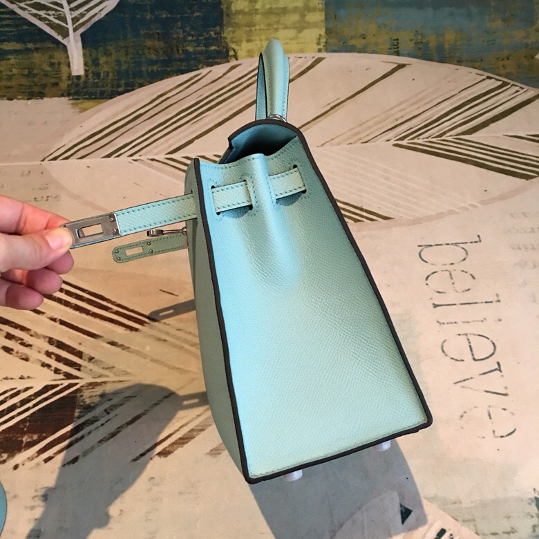 Hermes Kelly Light Blue For Women Silver Toned Hardware 10in/25cm - Soul Replicas