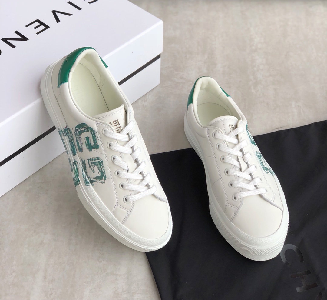 Givenchy City Sport Sneakers In 4G Printed Green And White For Men GVC BH005VH16T-115 - Soul Replicas