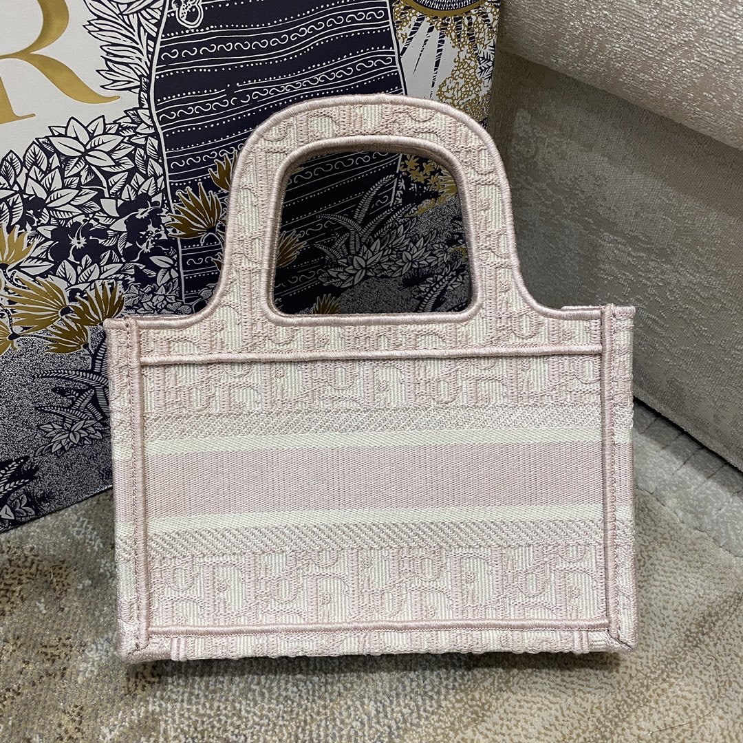 Christian Dior Mini Dior Book Tote Rose Des Vents Dior Oblique Embroidery. Light Pink. For Women Women's Handbags. 23cm CD - Soul Replicas