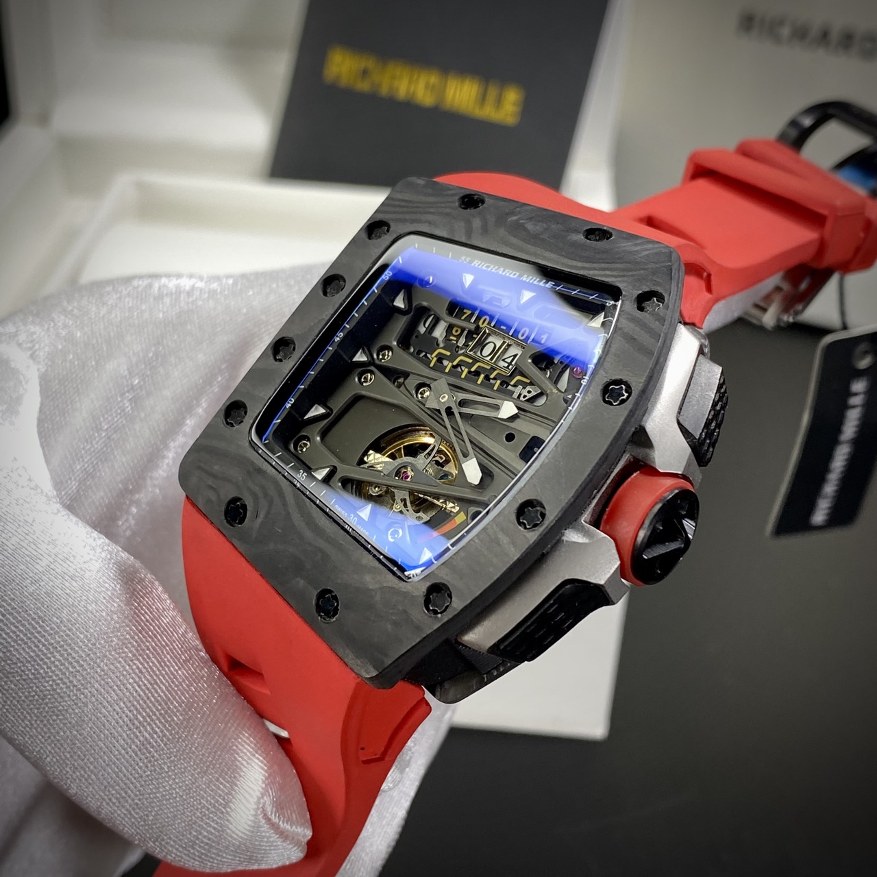 Richard Mille Fake Watch RM70-01 Carbon Red Rubber Strap 45mm - Soul Replicas