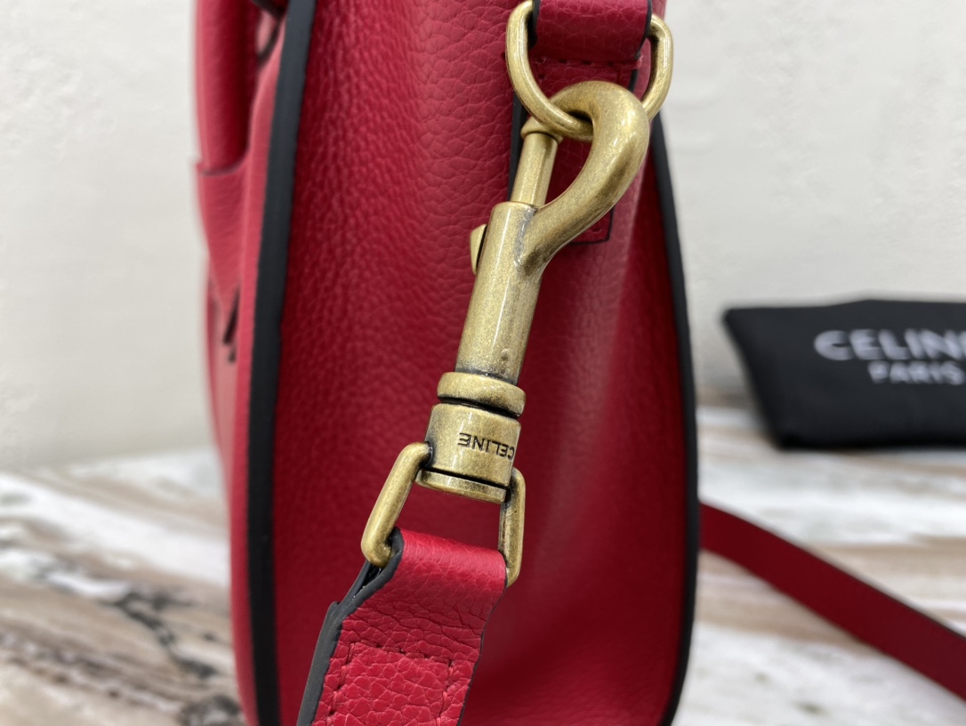 Celine Nano LuGucciage Bag In Drummed Red For Women 8in/20cm  - Soul Replicas