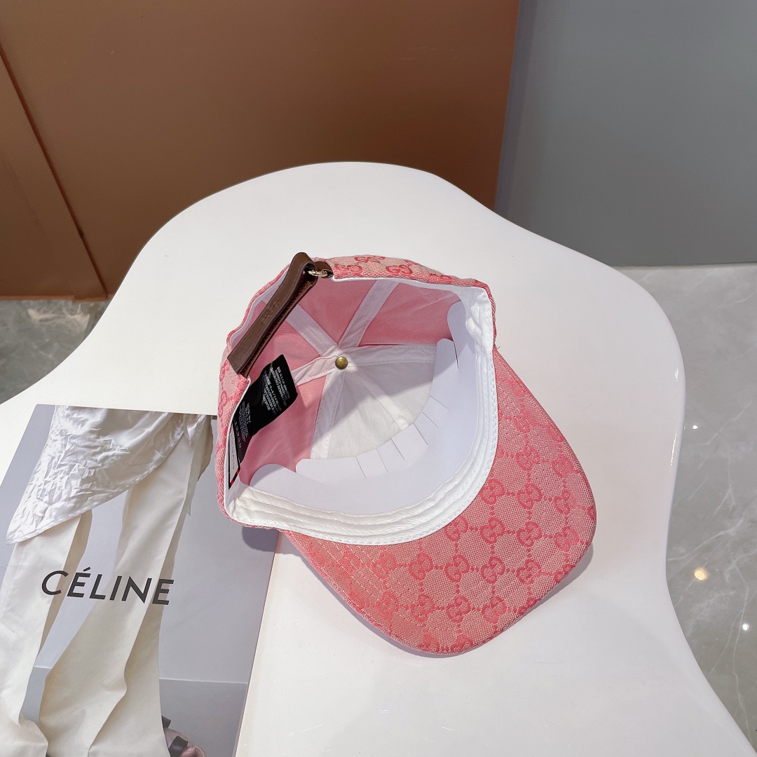 Gucci Canvas Baseball Hat With Horsebit Pink Gucci Hat - Soul Replicas