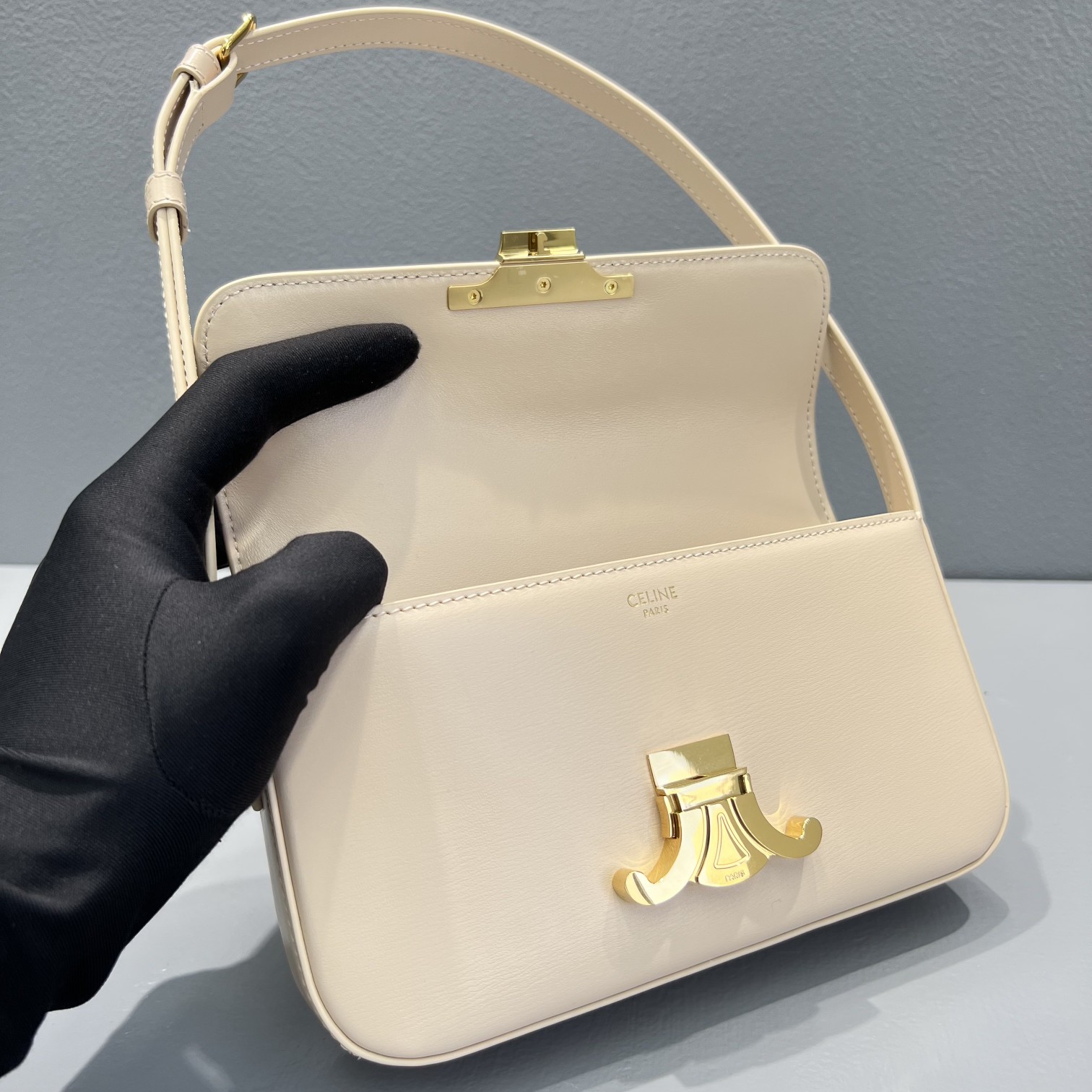 Celine Triomphe Shoulder Bag Beige For Women 8in/20.5cm - Soul Replicas