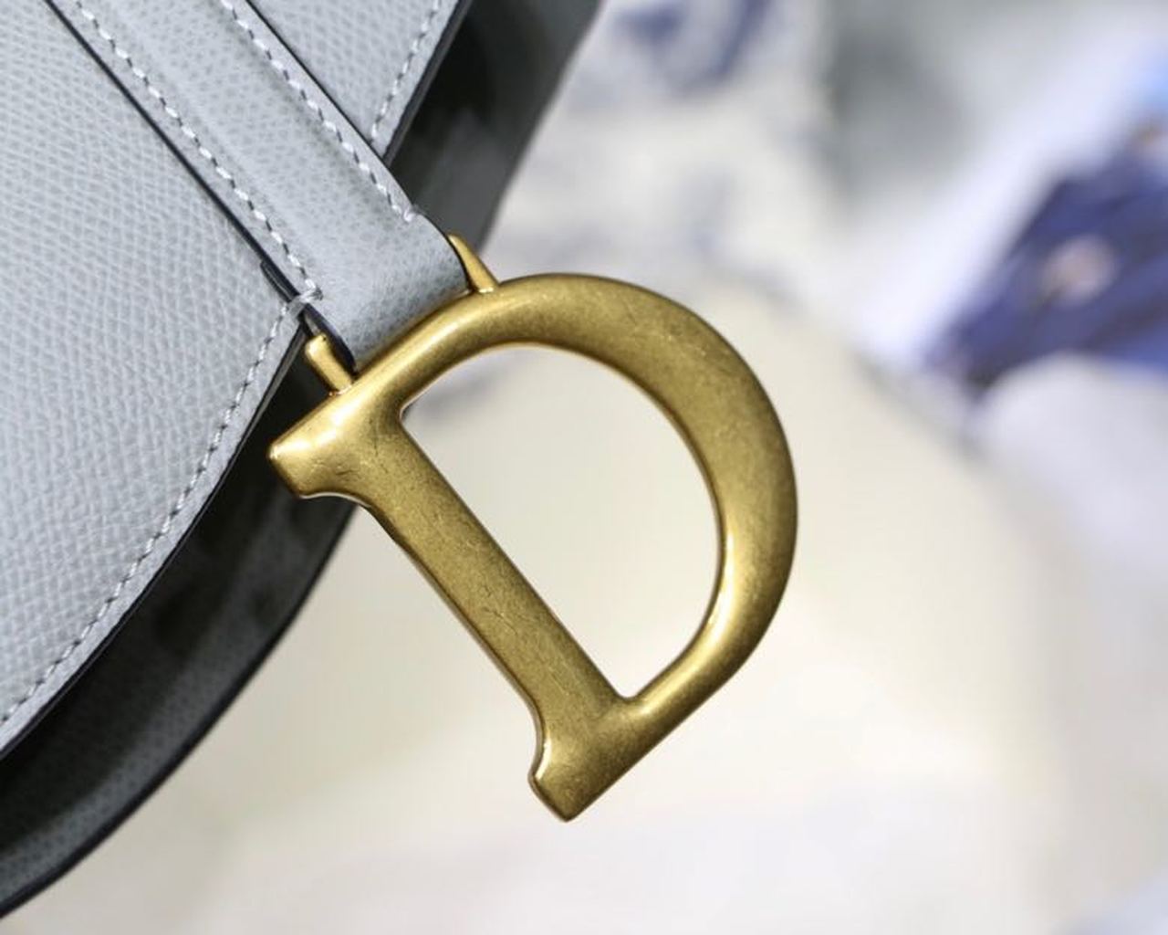 Christian Dior Saddle Bag Light Blue Grained Gold Toned Hardware For Women 25cm/10in CD - Soul Replicas