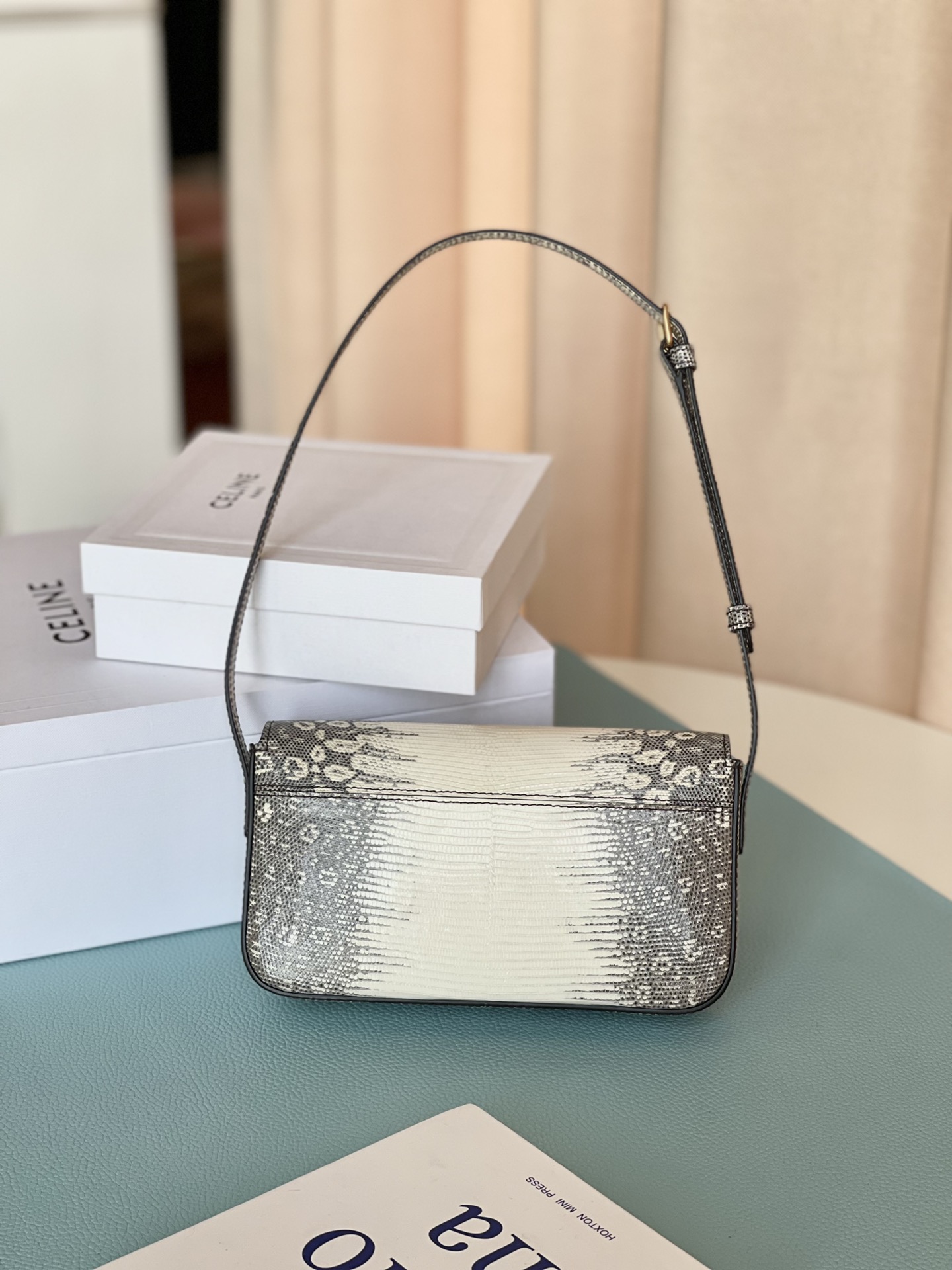 Celine Triomphe Shoulder Bag In Lizard Natural For Women 8in/20cm 194144BF5.02VG - Soul Replicas