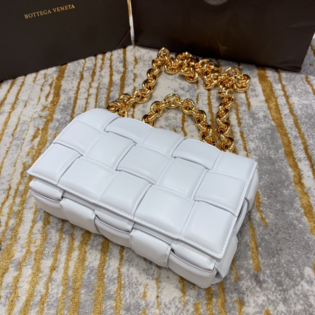 Bottega Veneta Chain Cassette Bag For Women 10.2in/26cm In White 631421VBWZ09143 - Soul Replicas