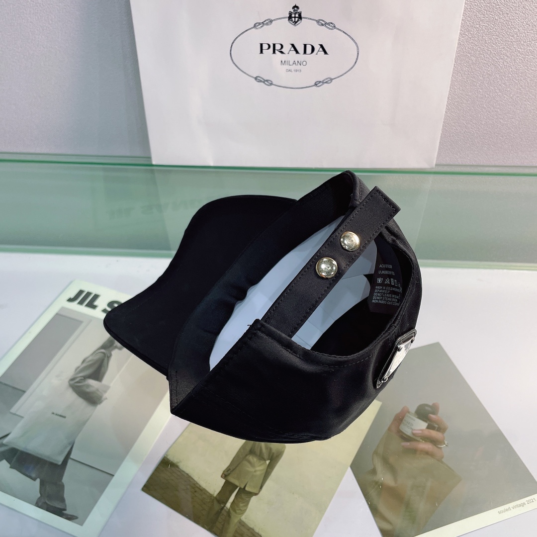 Prada Drill Baseball Cap Black Prada Cap - Soul Replicas