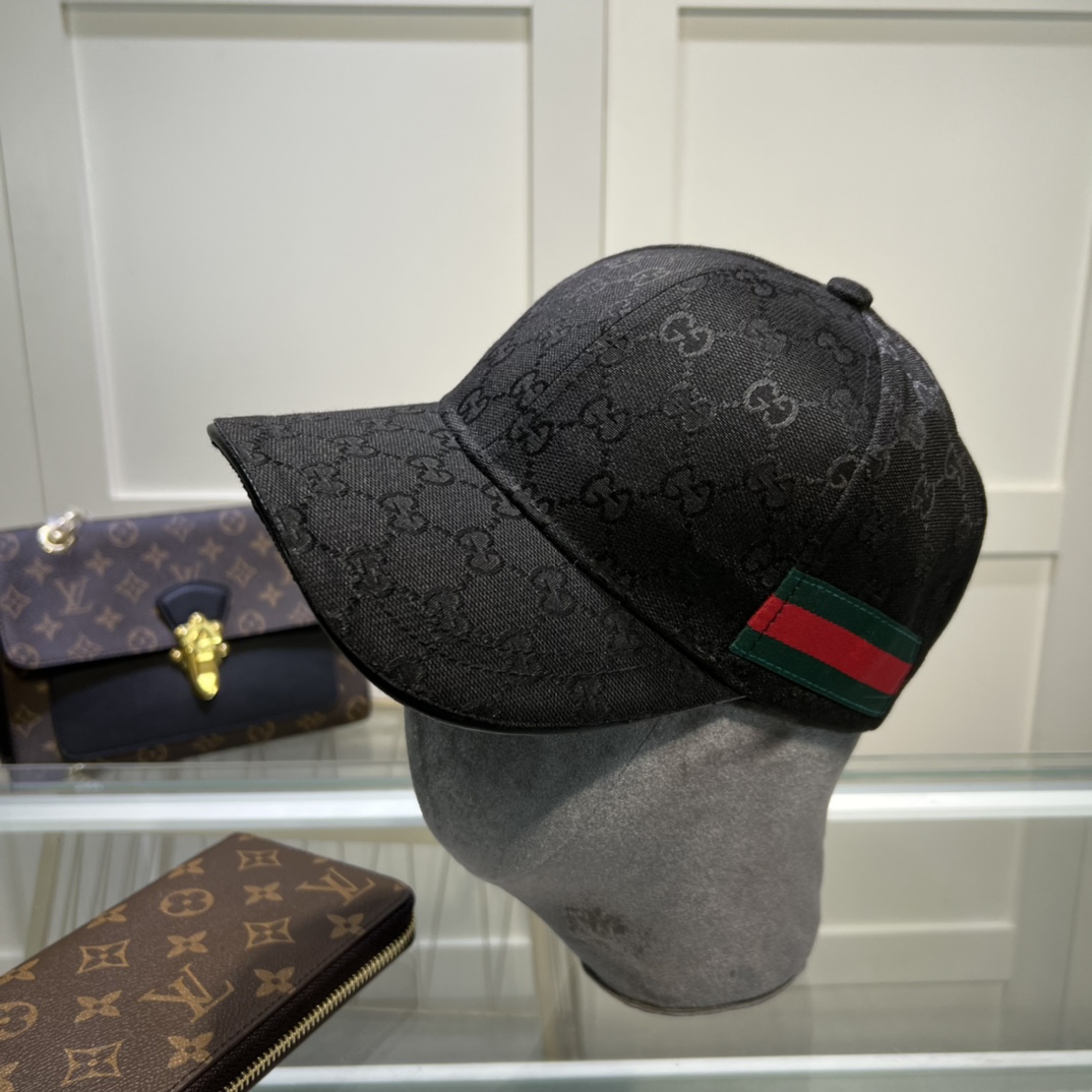 Original Gucci Canvas Baseball Hat With Web Black Gucci Hat - Soul Replicas