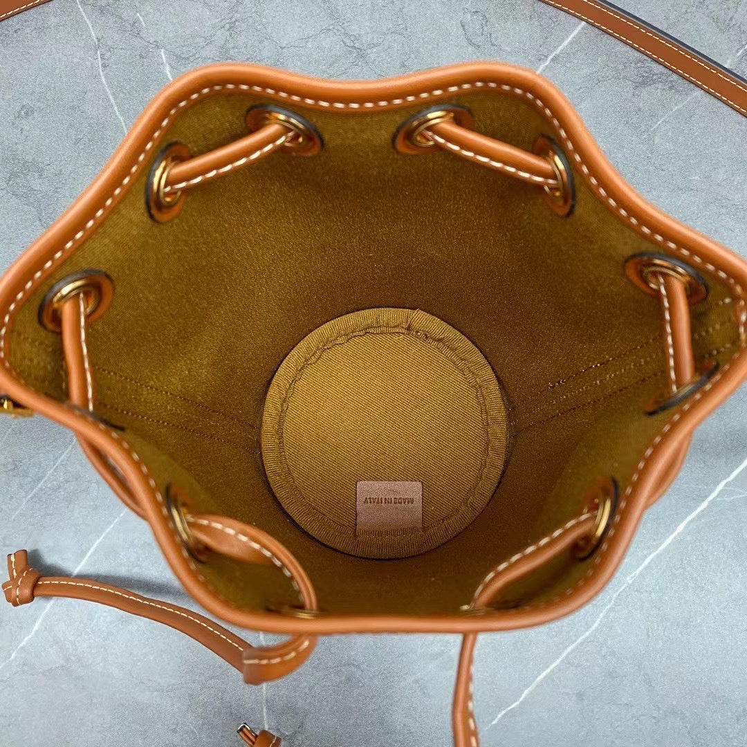 Celine Small Drawstring Bag In Trimphe Canvas White For Women 7.9in/20cm - Soul Replicas