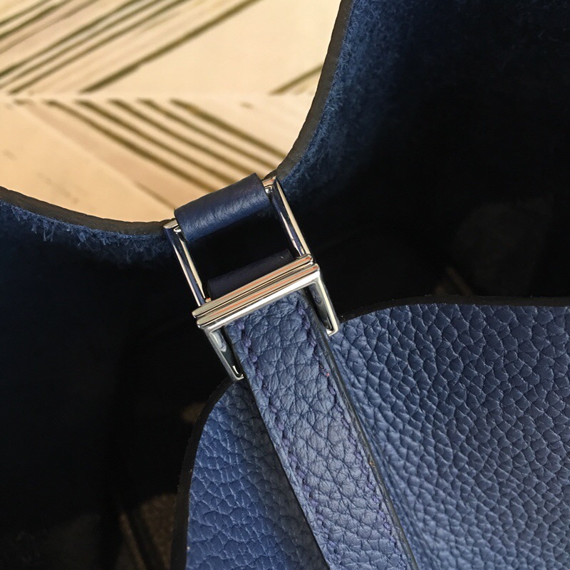 Hermes Picotin Lock 18 Dark Blue Clemence Palladium Hardware For Women 7.5in/19cm - Soul Replicas
