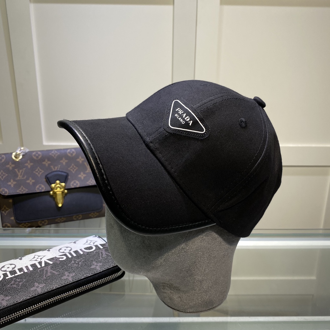 Prada Drill Baseball Cap Black Prada Cap - Soul Replicas