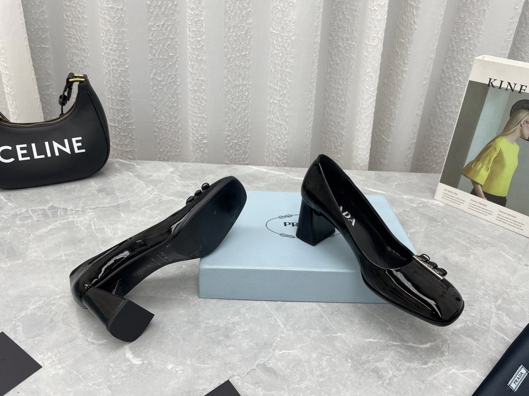 Prada Brushed Pumps Black For Women 2.5in/65mm Prada - Soul Replicas