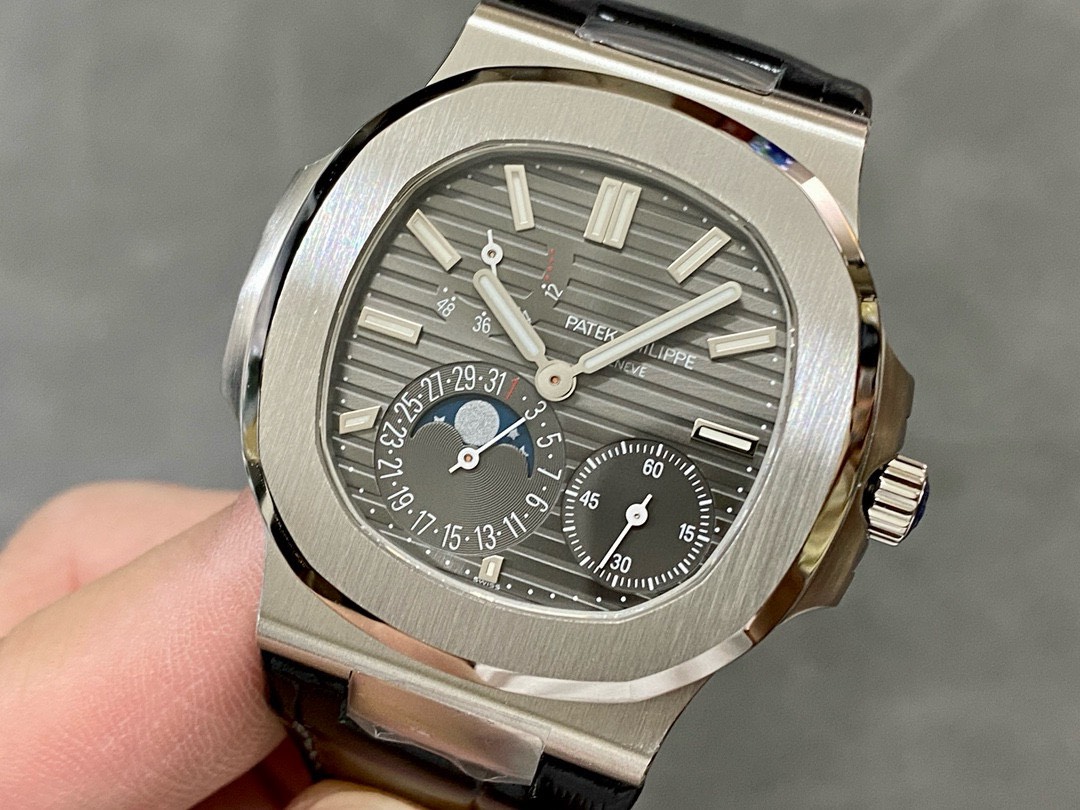 Patek Philippe Best Replica Watch Nautilus 5712 Gray Dial Leather Strap PPF 40mm - Soul Replicas