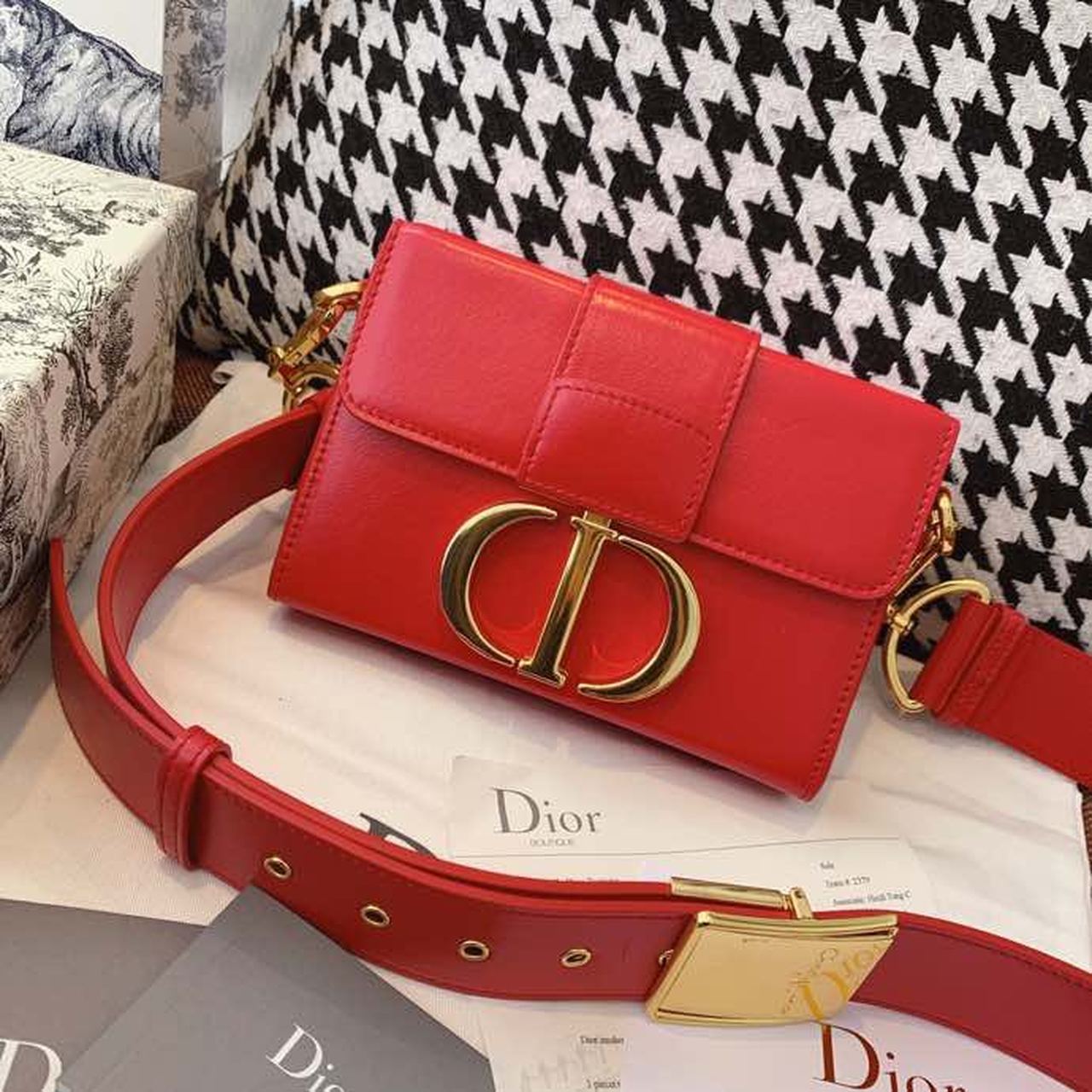 Christian Dior Mini 30 Montaigne Bag Gold Toned Hardware Red For Women 18cm/7in CD - Soul Replicas