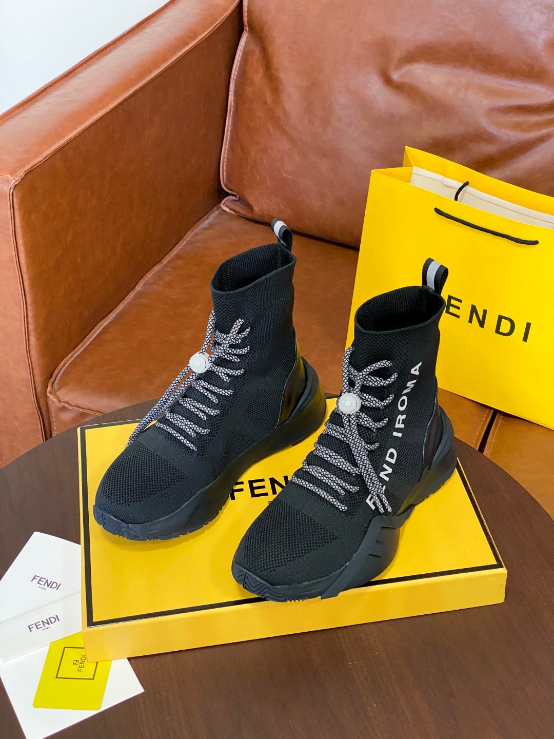 Fendi High Top Sneakers Black For Women - Soul Replicas
