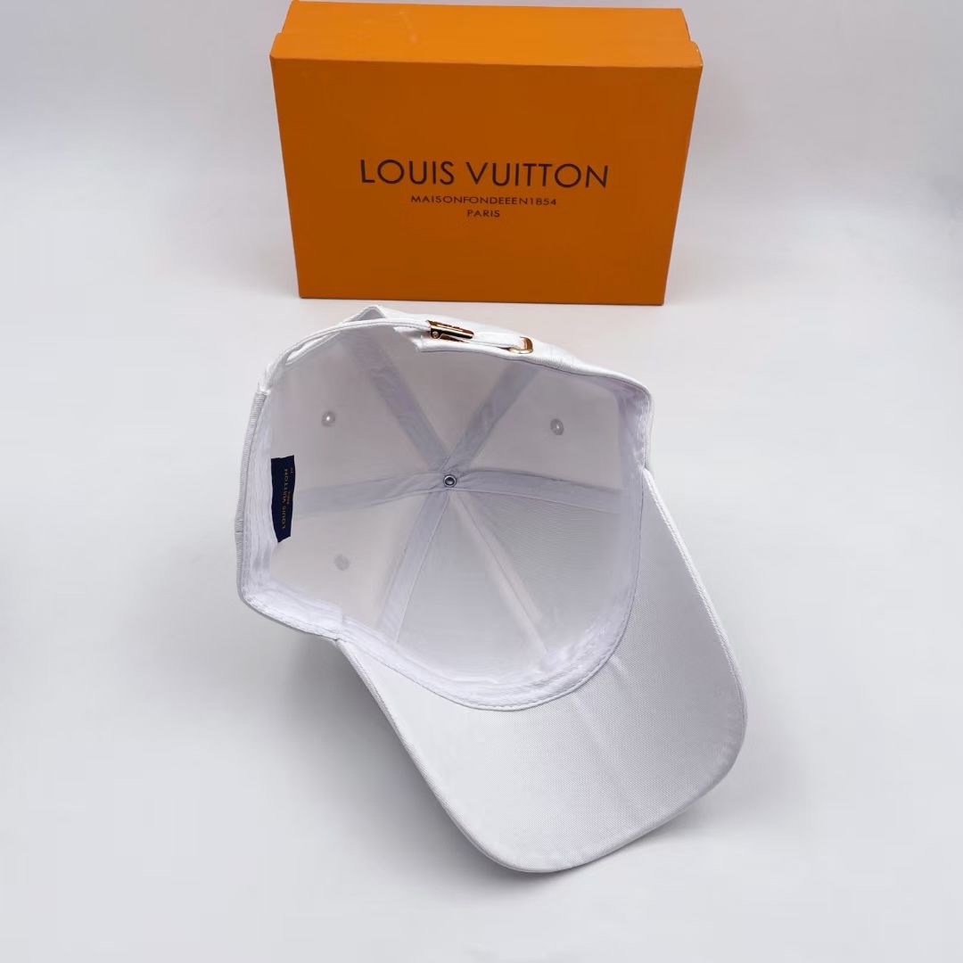 Louis Vuitton Embroidered Logo Baseball Cap White LV Cap - Soul Replicas