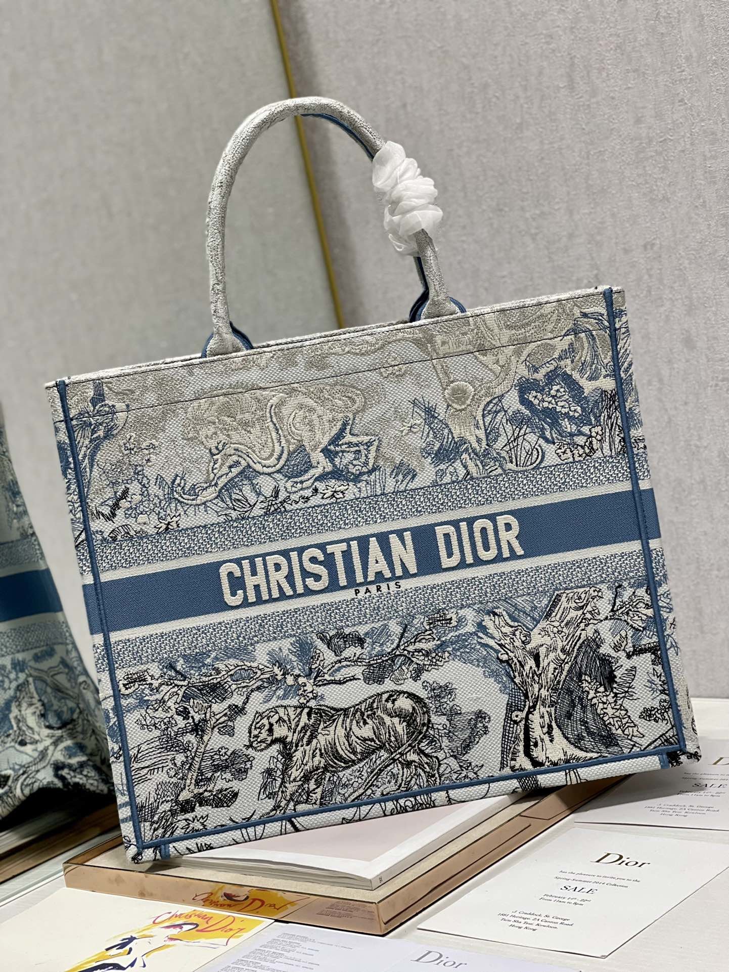 Christian Dior Large Book Tote Bag Blue For Women 42cm/16in CD - Soul Replicas