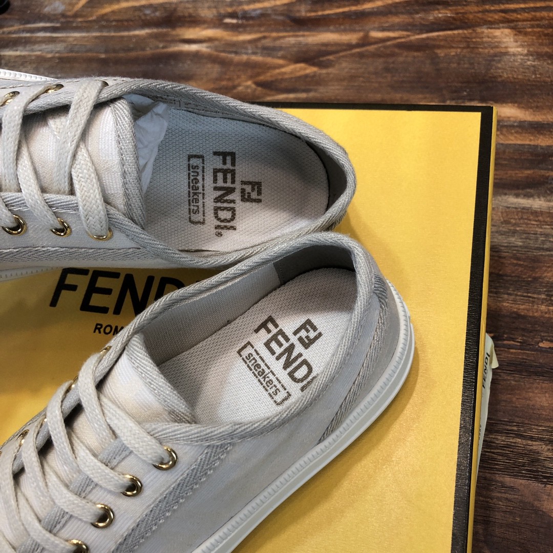 Fendi Domino Fabric Sneakers Grey For Women - Soul Replicas