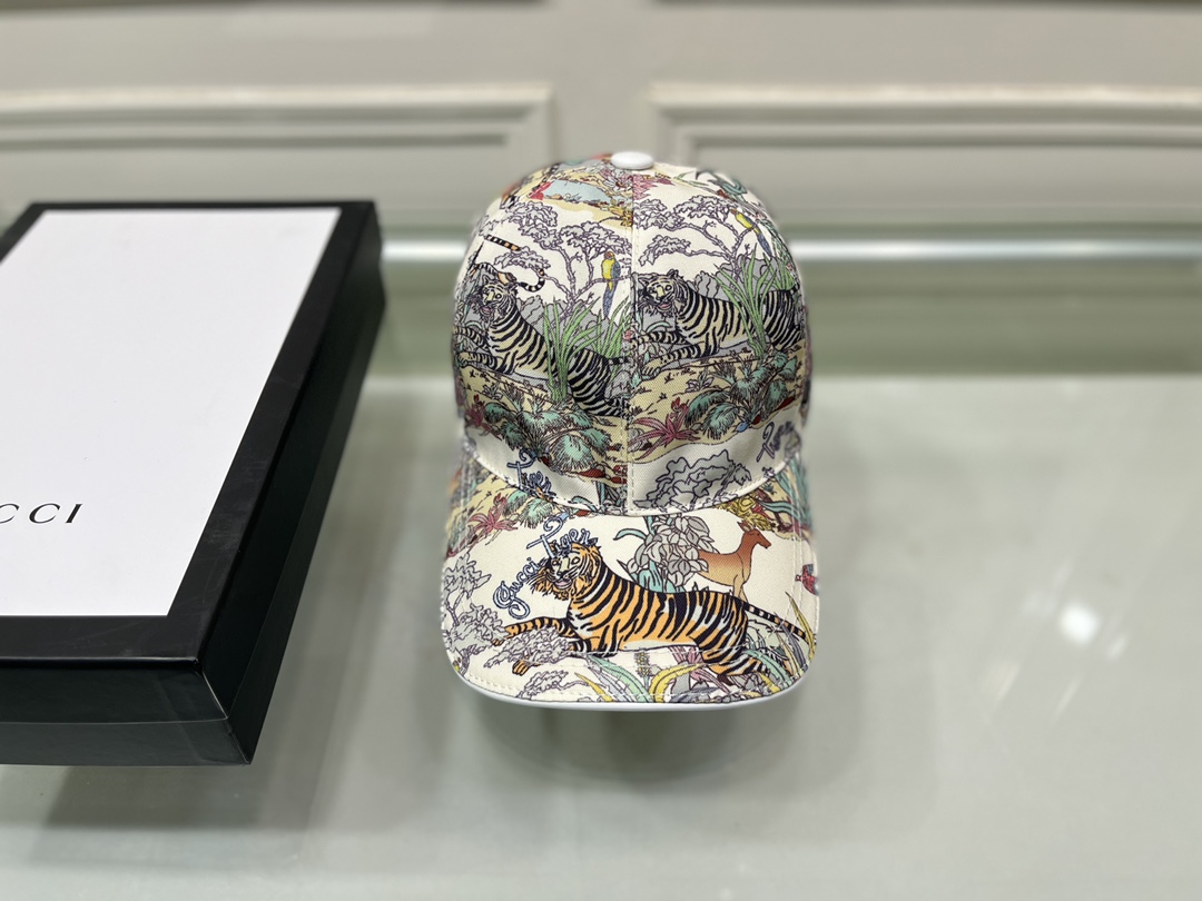 Gucci Canvas Baseball Hat Tiger White Gucci Hat - Soul Replicas