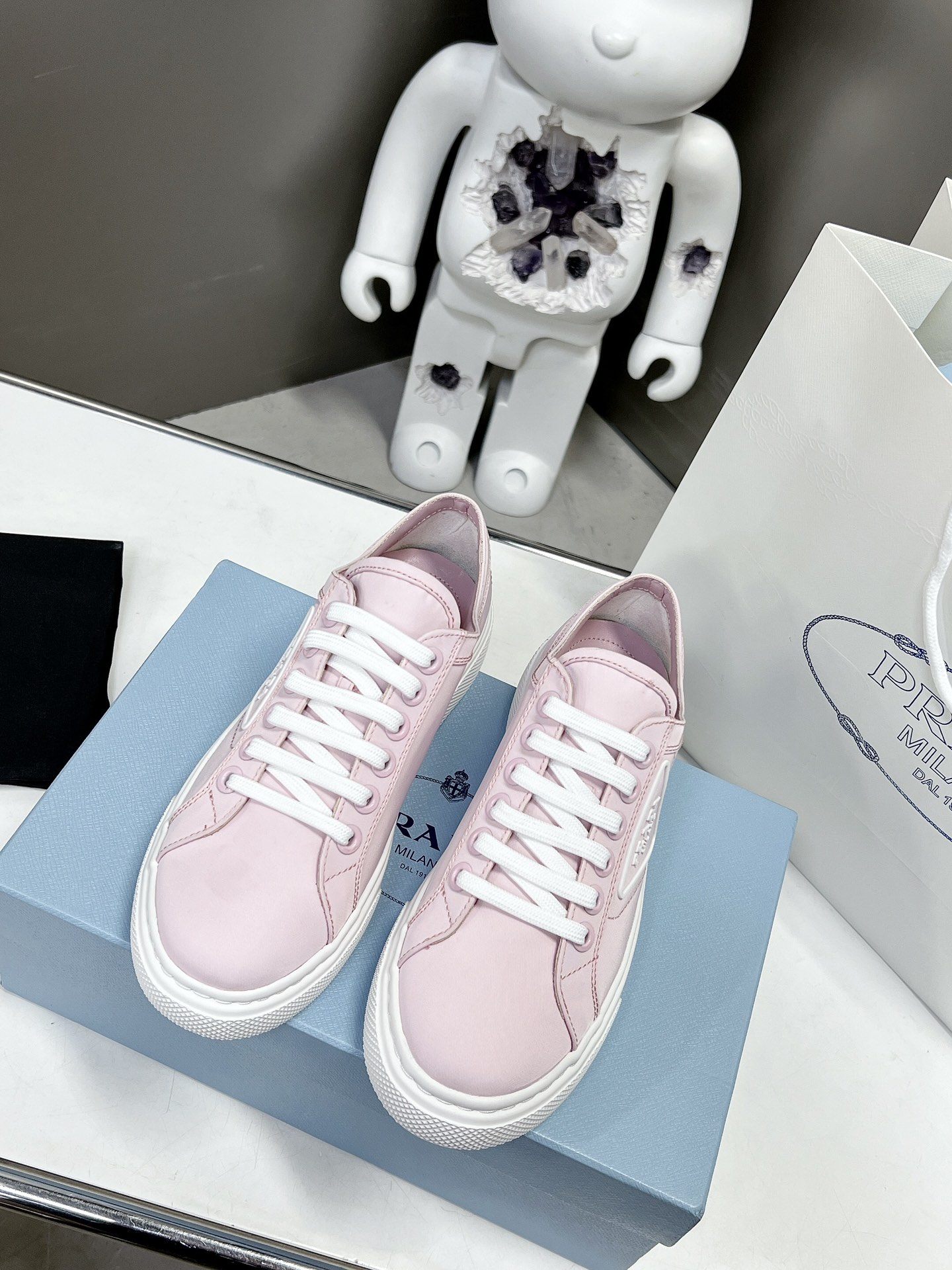 Prada Macro Re-Nylon And Brushed Sneakers Pink For Women 1.2in/30mm Prada - Soul Replicas