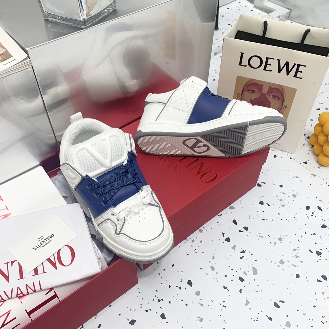 Valentino Garavani Open Skate Sneakers With Patent Band Blue For Women WS0FB1DXI - Soul Replicas