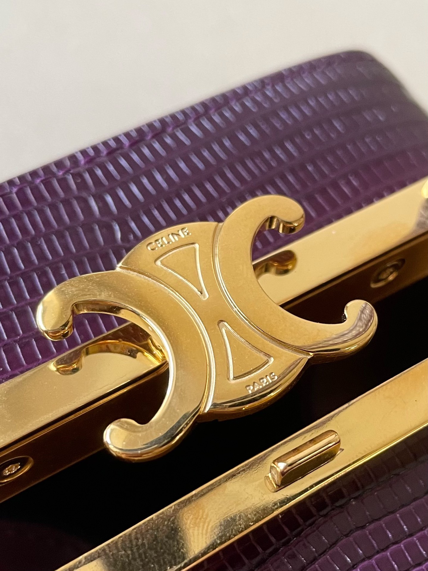 Celine Triomphe Minaudiere In Lizard Violet For Women 4in/10cm - Soul Replicas