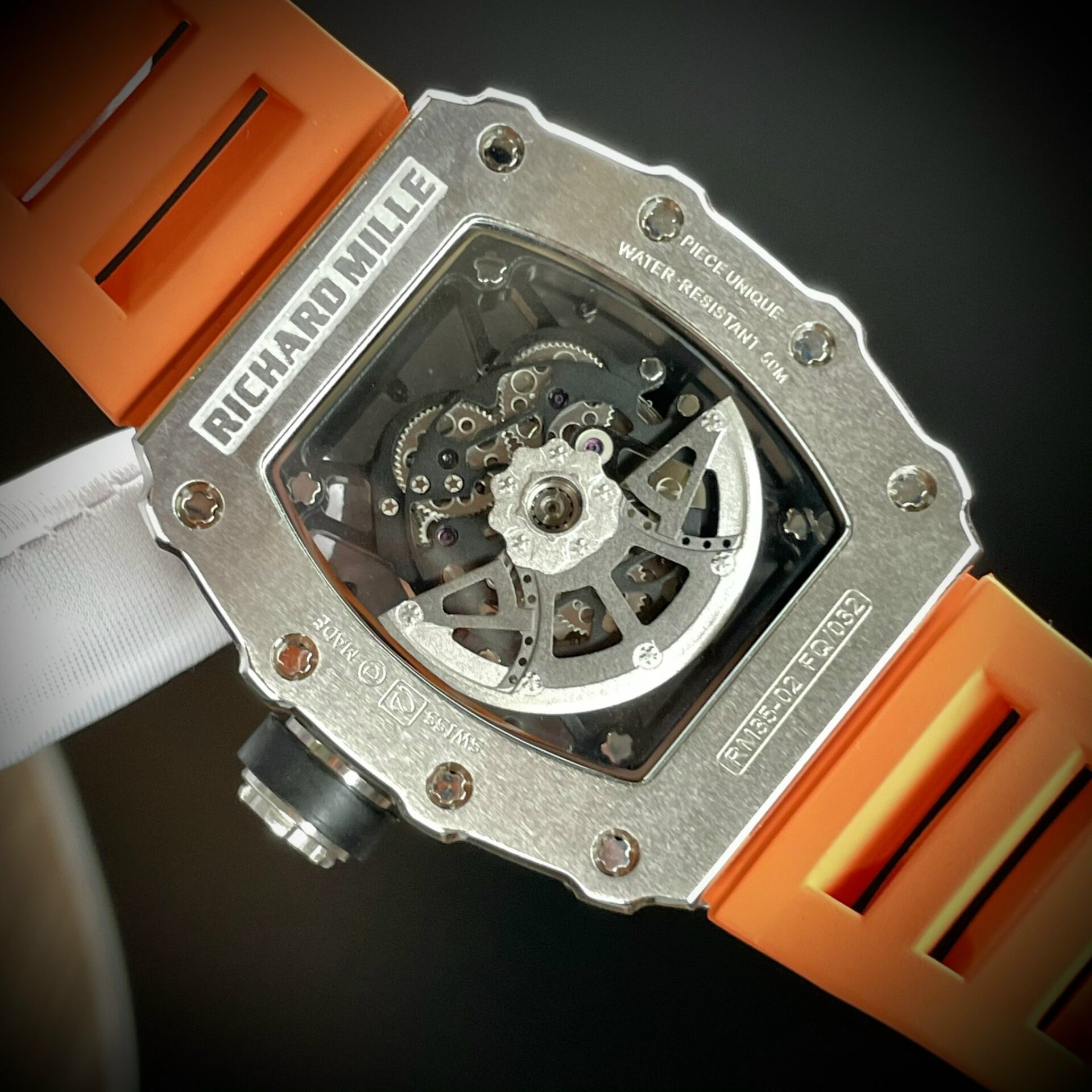 Richard Mille RM35-02 Fake Watch Orange Rubber Strap 44mm - Soul Replicas