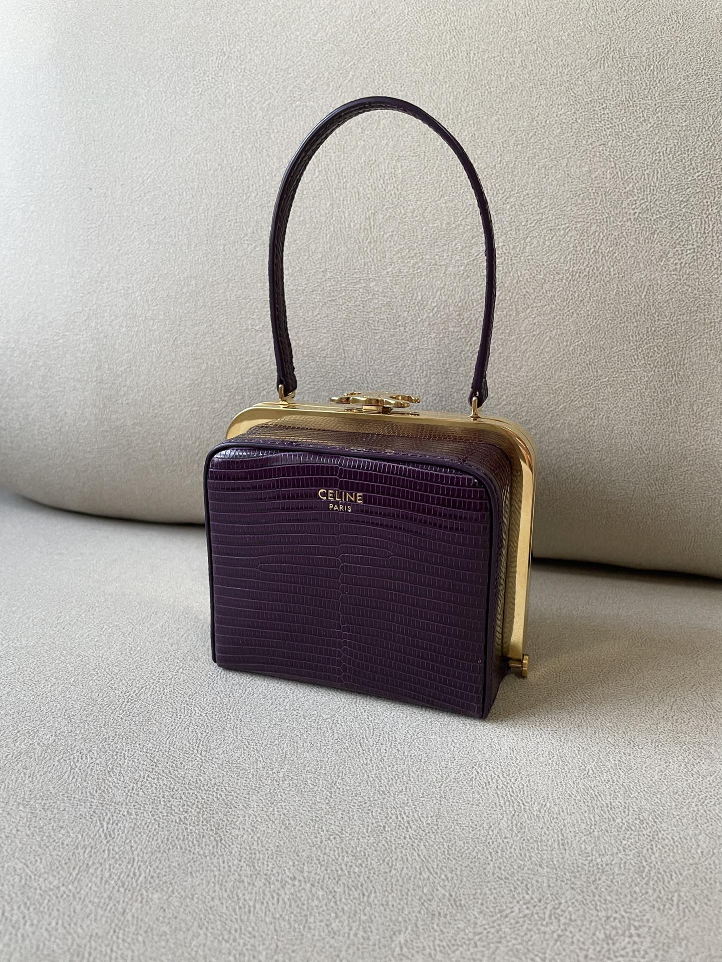 Celine Triomphe Minaudiere In Lizard Violet For Women 4in/10cm - Soul Replicas