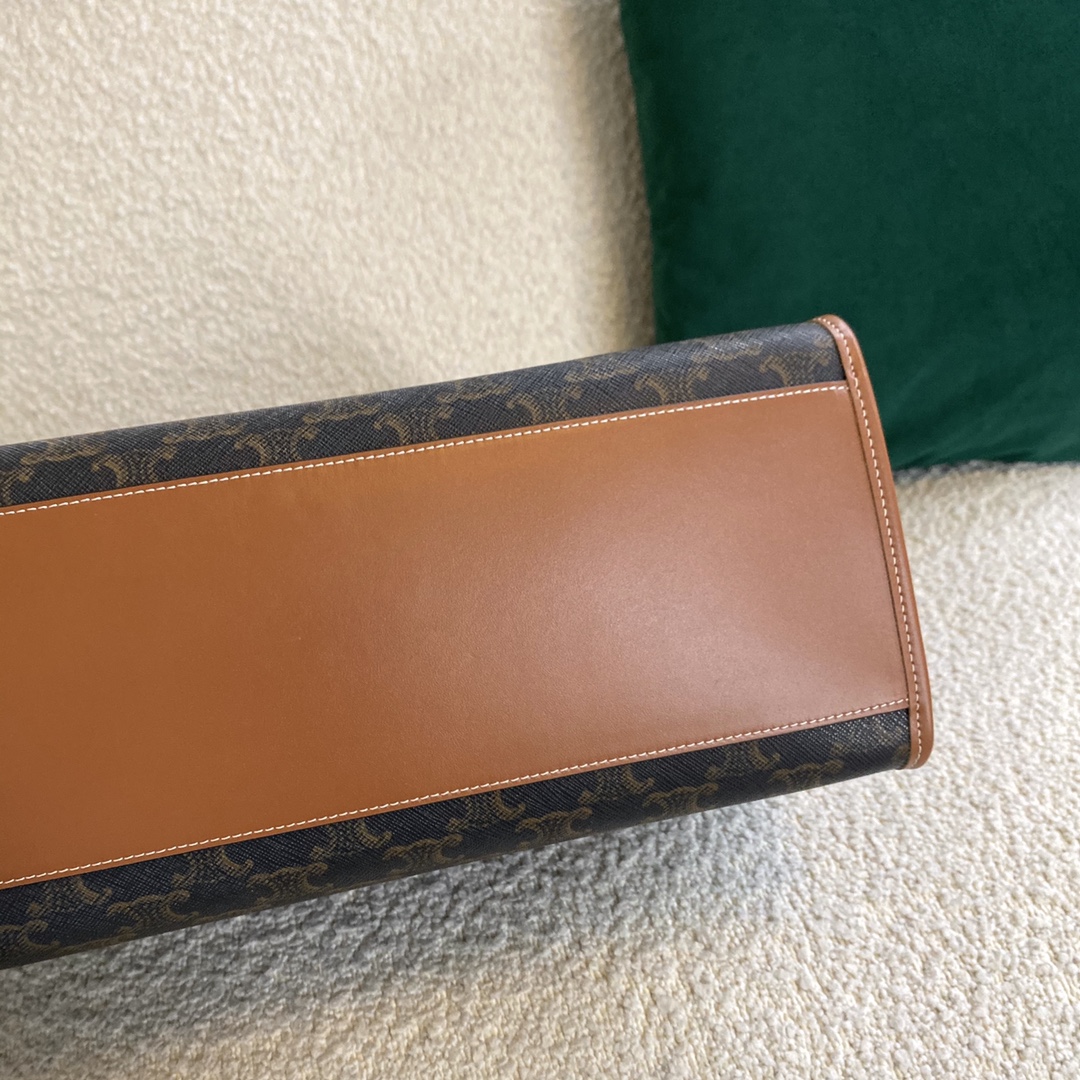 Celine Horizontal Cabas In Triomphe Canvas Tan For Women 17in/43cm 197912BZJ.04LU - Soul Replicas