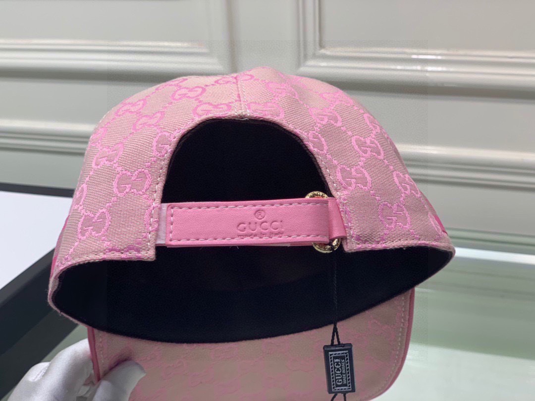 Original Gucci Canvas Baseball Hat With Web Pink Gucci Hat - Soul Replicas