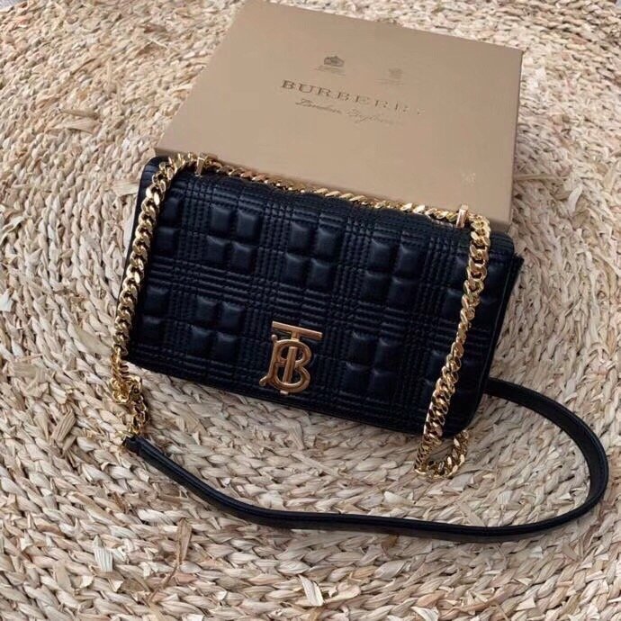 Burberry Quilted Medium Lola Bag Monogram Black For Women. Women-s Bags 11in/28cm 80217011 - Soul Replicas