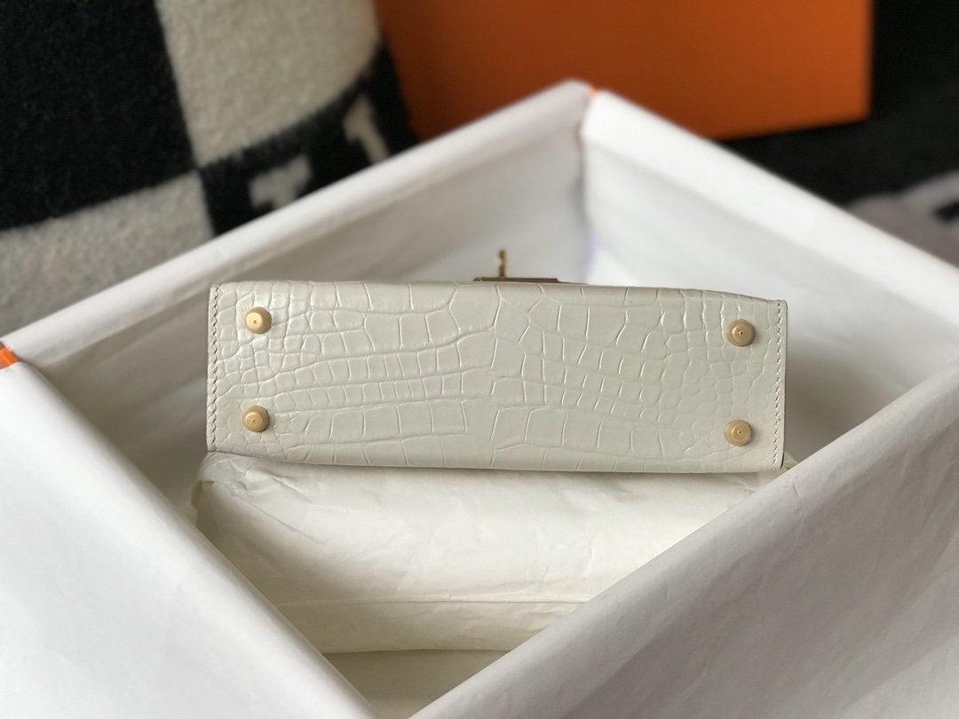 Hermes Mini Kelly 19 Beton Crocodile Bag For Women. Women-s Handbags. Shoulder Bags 7.5in/19cm - Soul Replicas