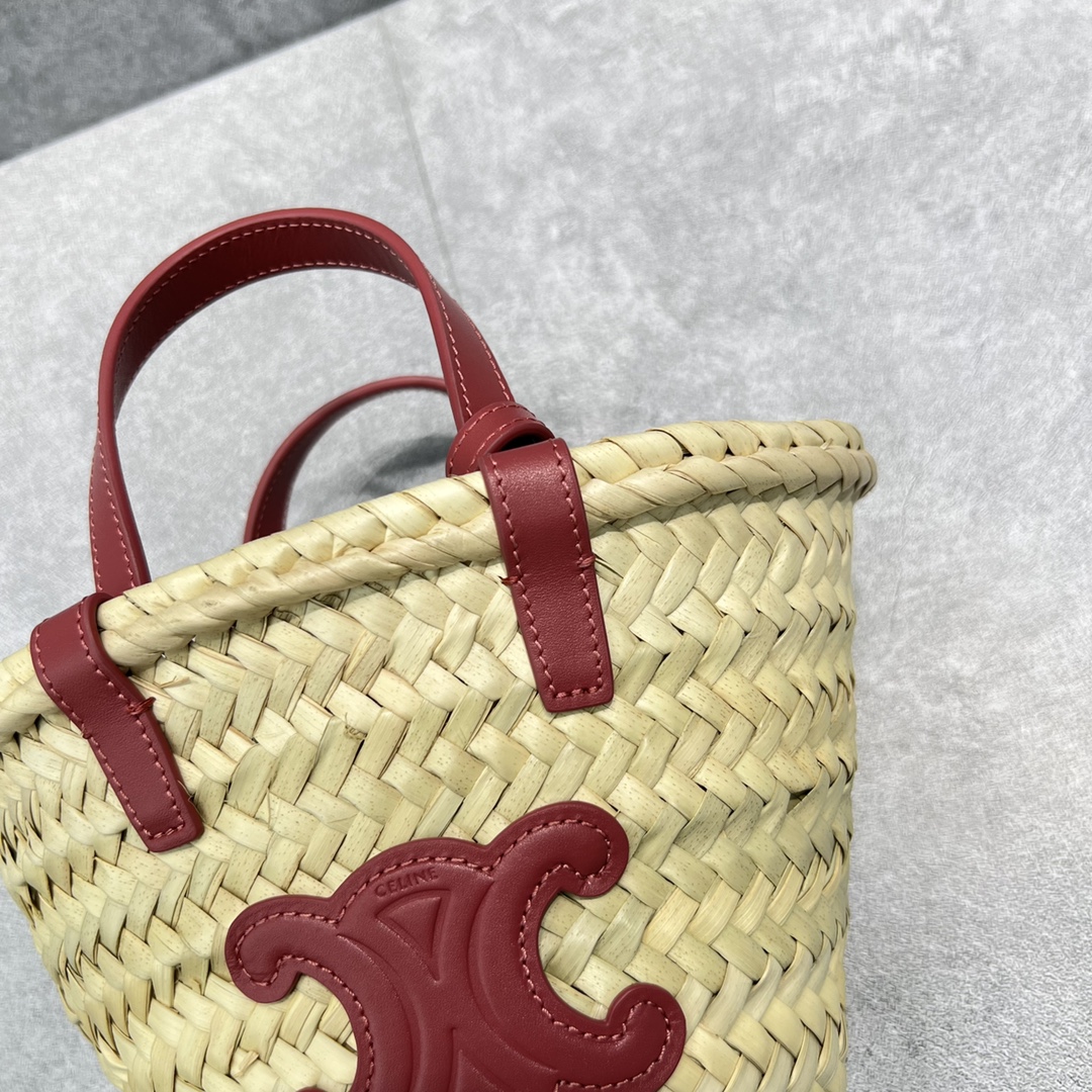 Celine Teen Triomphe Classic Pannier Tote Dark PiNike For Women 8in/20cm - Soul Replicas