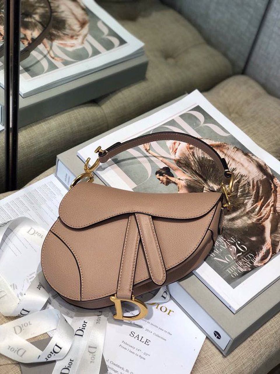 Christian Dior Saddle Bag Blush Grained For Women. Women-s Bags 19.5cm/7.6in CD - Soul Replicas
