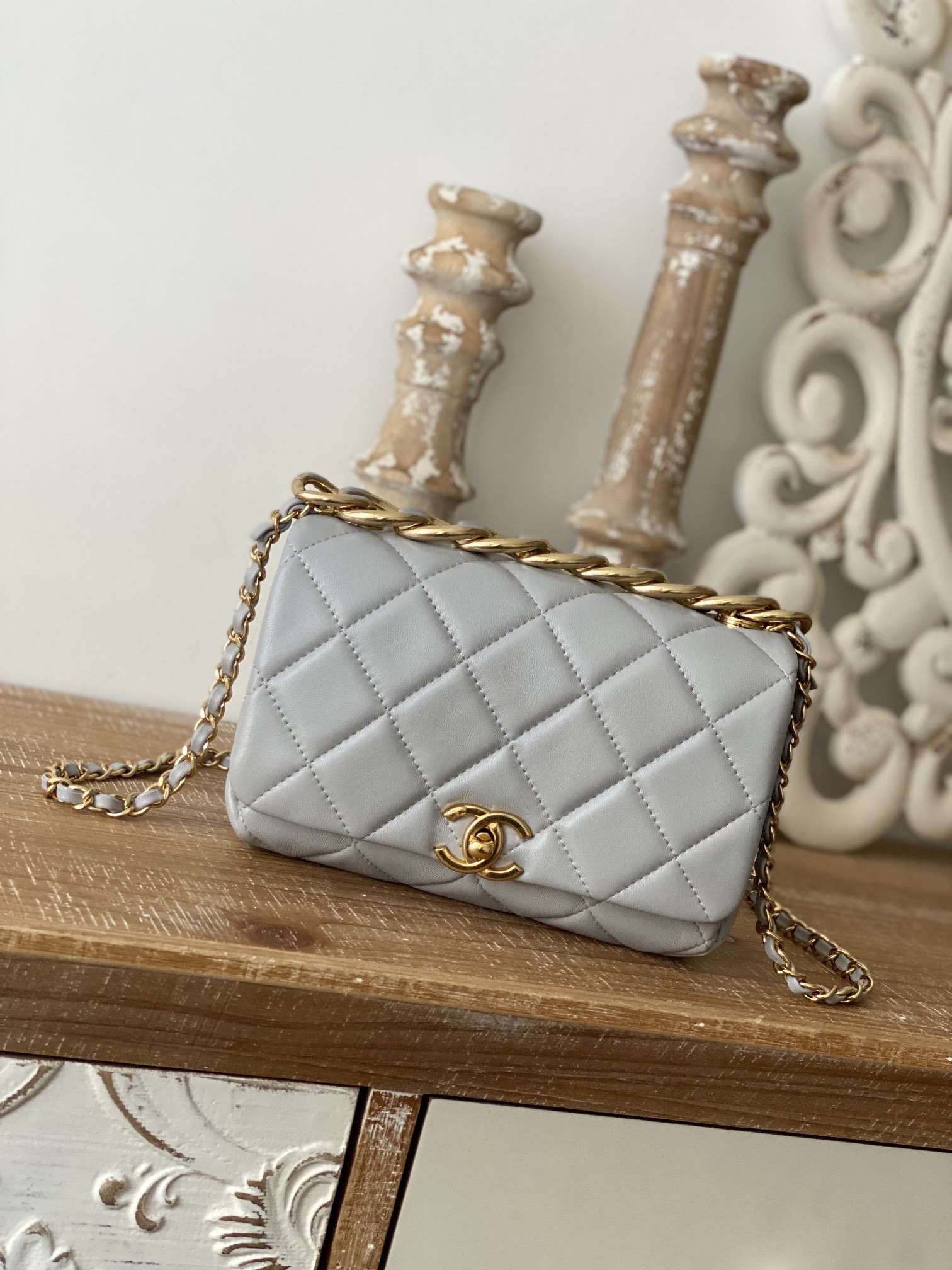 Chanel Classic Diamond Flap Bag Gray For Women. Women-s Bags 9.1in/23cm - Soul Replicas