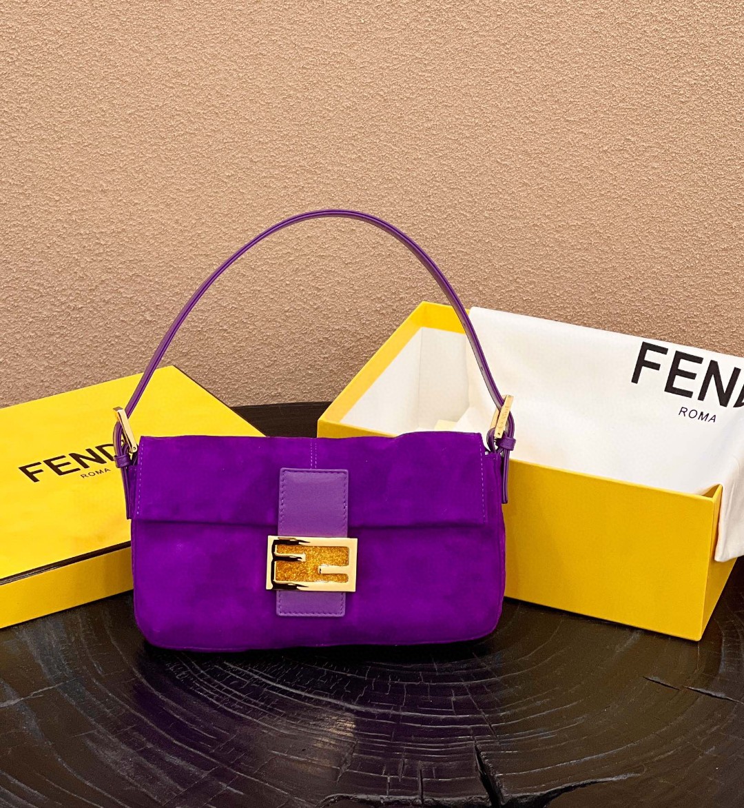 Fendi Baguette Purple Bag For Woman 25cm/9.5in - Soul Replicas