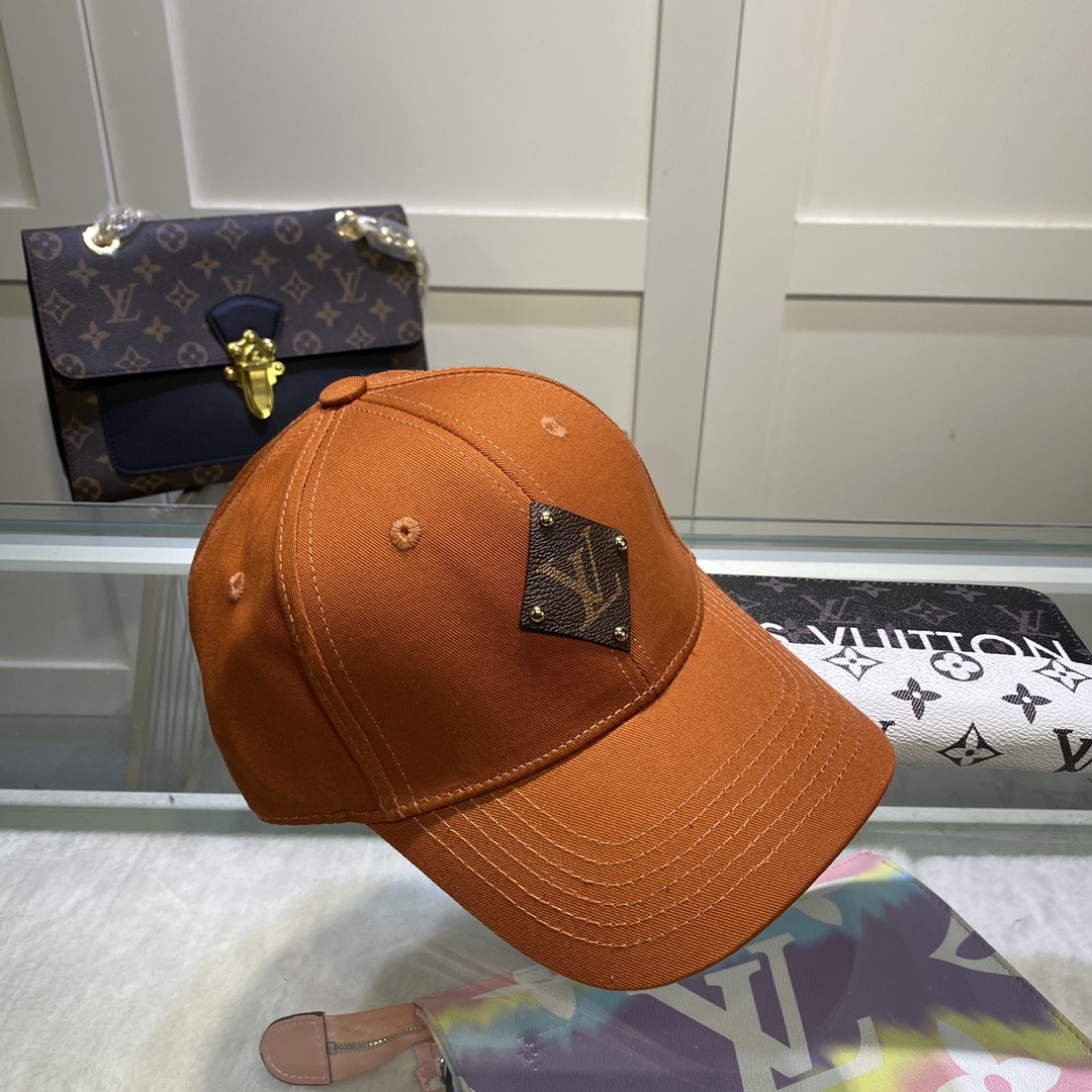 Louis Vuitton Embroidered Logo Baseball Cap Orange LV Cap - Soul Replicas